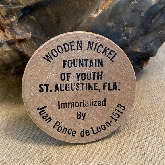 Vintage Wooden Nickel Fountain Of Youth St. Augustine Florida - Picture 3 of 4